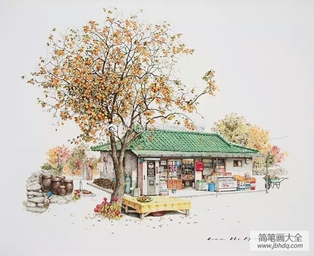 儿童铅笔画 韩式便利店
