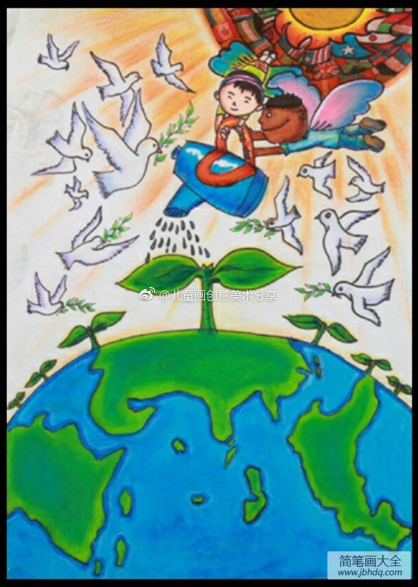 环保主题儿童画 播种绿色
