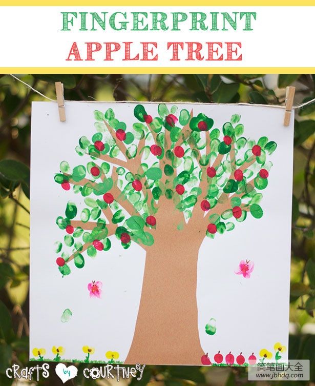 手指画苹果树