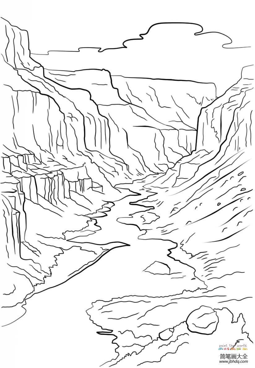 大峡谷简单绘画图片