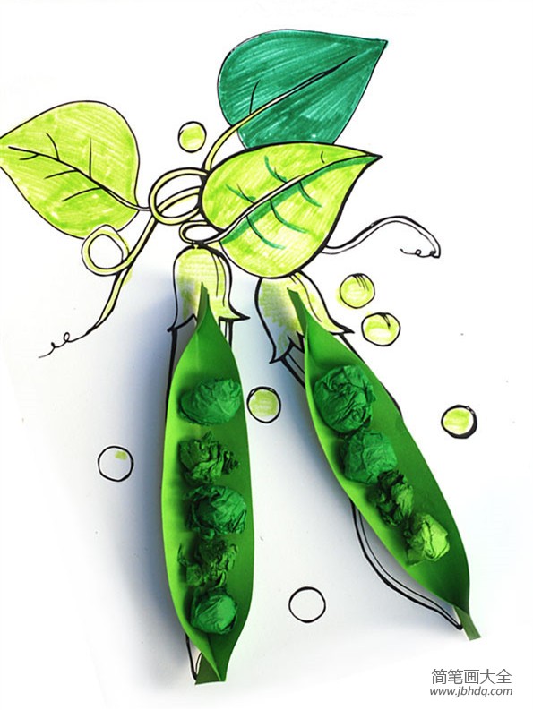 绿色豌豆荚半立体手工制作