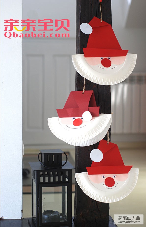 圣诞老人纸盘挂饰制作方法