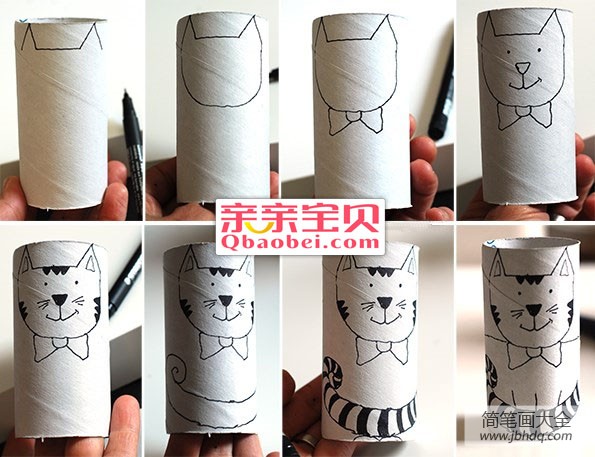 卷纸筒立体小猫制作方法