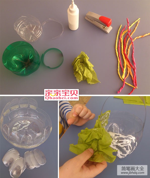 儿童手工塑料瓶花篮制作方法