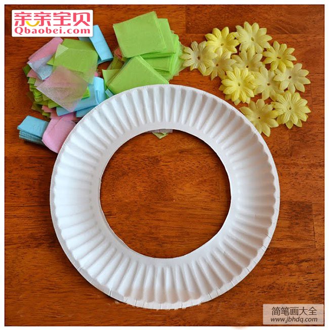 简单纸盘花环制作方法