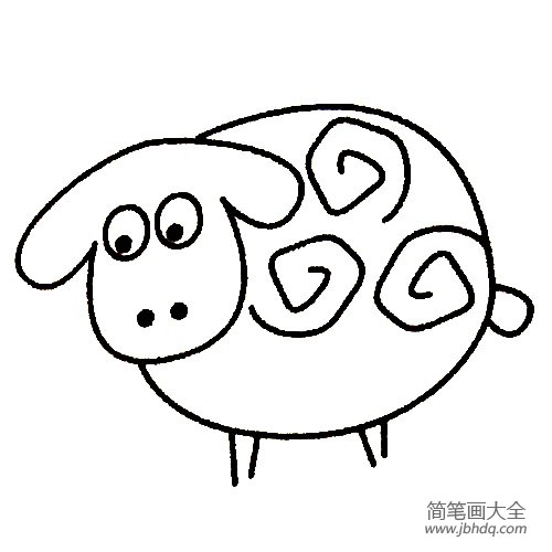 温顺的羊简笔画实例及画法步骤