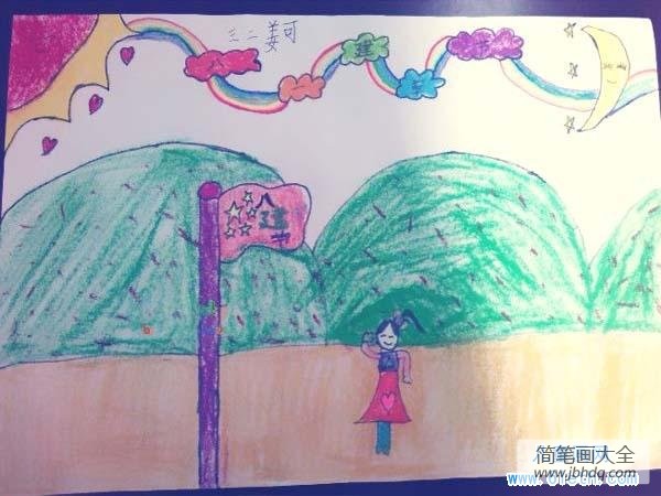 小学生八一建军节儿童画彩笔画图片
