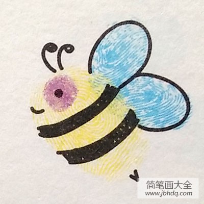 可爱的蜜蜂指印画教程