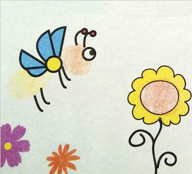 简单的蜜蜂指印画教程