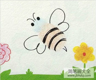 蜜蜂指印画教程