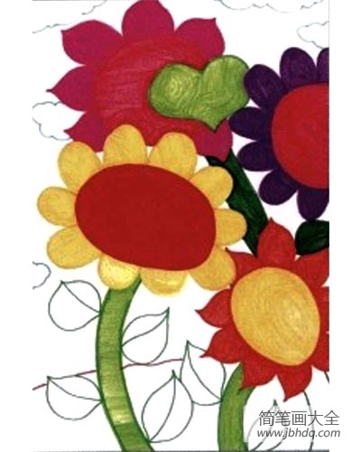 儿童水彩笔绘画教程5 向日葵