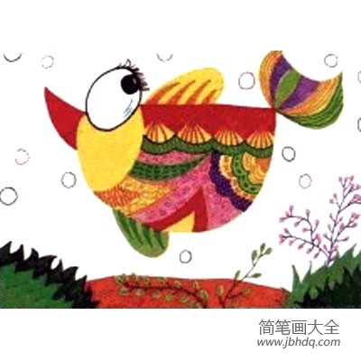 儿童水彩笔绘画教程7 大花鱼