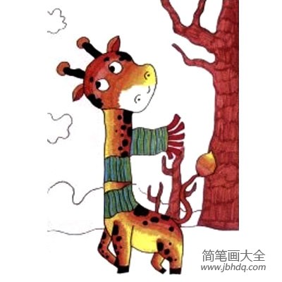 儿童水彩笔绘画教程10 长颈鹿