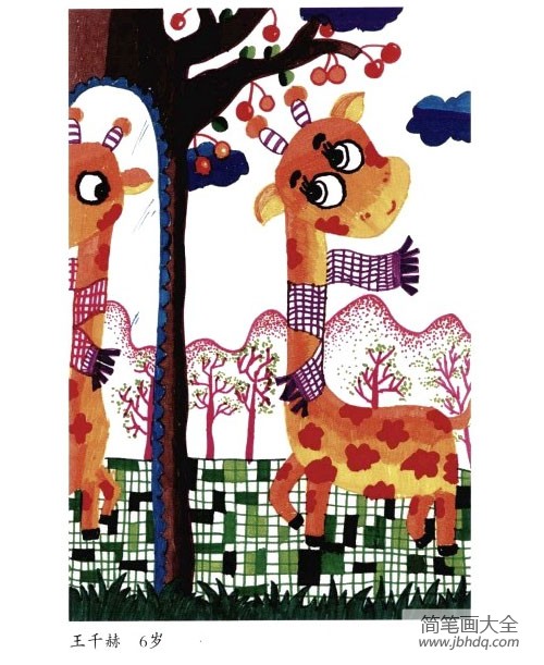 儿童水彩笔绘画教程10 长颈鹿