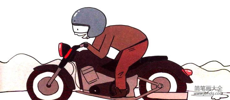 四步画出可爱简笔画 风驰电掣的摩托车
