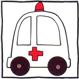 四步画出可爱简笔画 十万火急的救护车