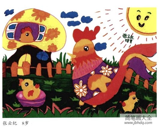 儿童水彩笔绘画教程15 大公鸡