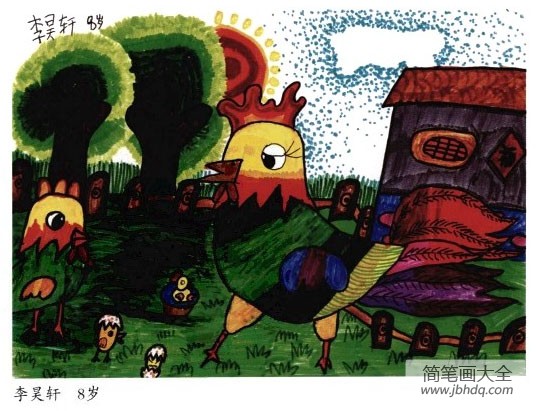 儿童水彩笔绘画教程15 大公鸡