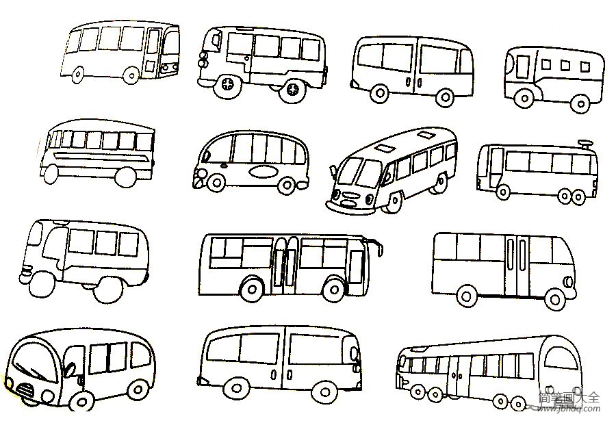公交车简笔画大全及画法步骤