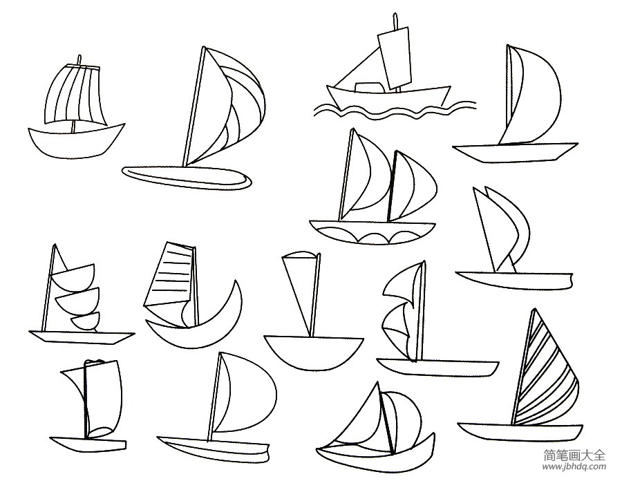 帆船简笔画大全及画法步骤