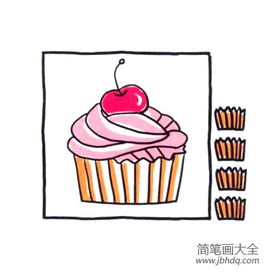 四步画出可爱简笔画 可爱美味的小纸杯蛋糕