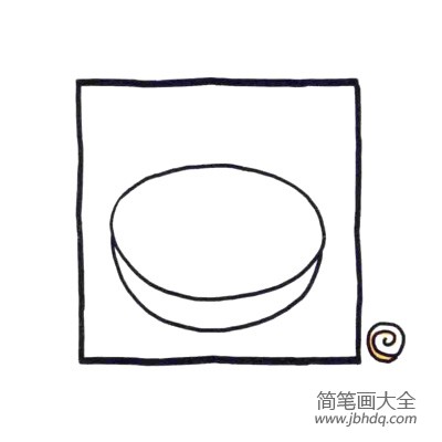 1.画出圆圆的碗，吃拉面一定要大碗的。