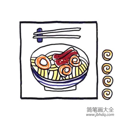 4.吃面当然还要筷子啦，面碗花纹画得古朴些。