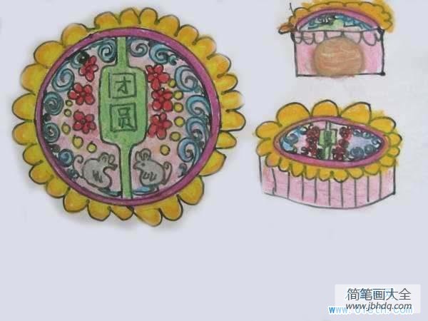 中秋节月饼儿童画图片