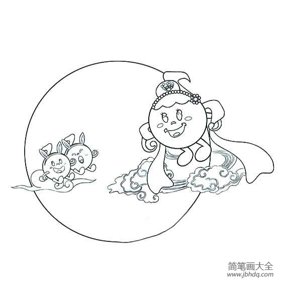 中秋节开心的嫦娥和玉兔