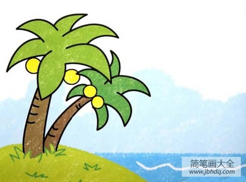 彩绘椰子树简笔画图片