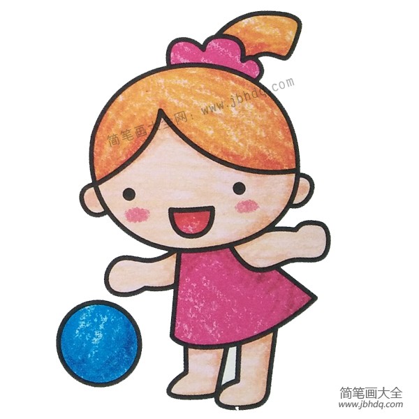 幼儿学画拍皮球的小女孩