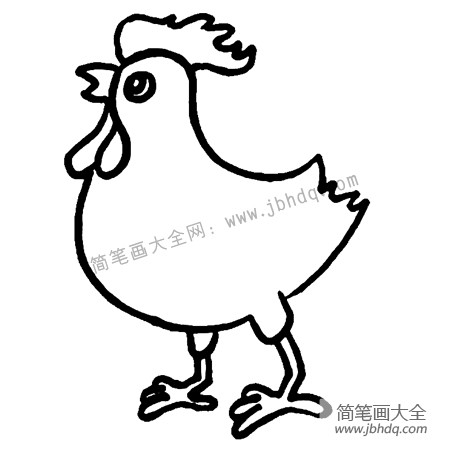 3.把身体补充完整，并画出大公鸡的两条腿。