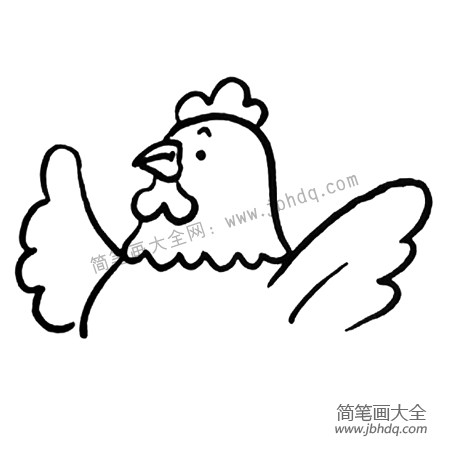 2.为母鸡画出两只向上张开的翅膀。