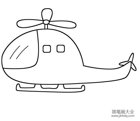 卡通飞机怎么画直升机简笔画图片素描-www.jbhdq.com