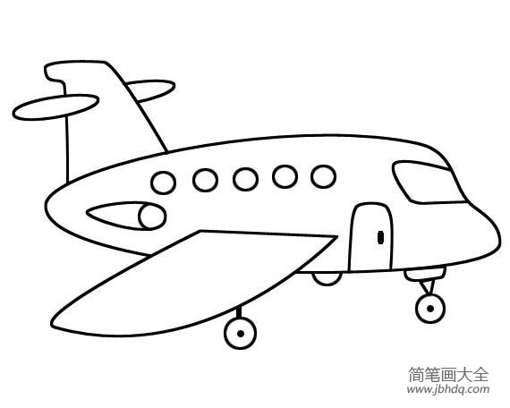 卡通喷气式飞机的画法简笔画图片大全-www.jbhdq.com