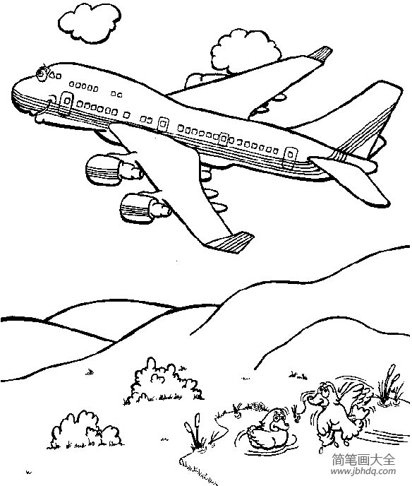 卡通民航飞机简笔画