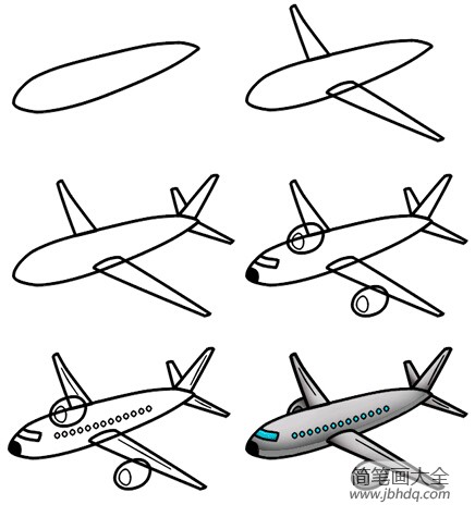 一步一步画卡通飞机简笔画图片