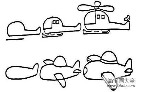 卡通直升机分步简笔画图片