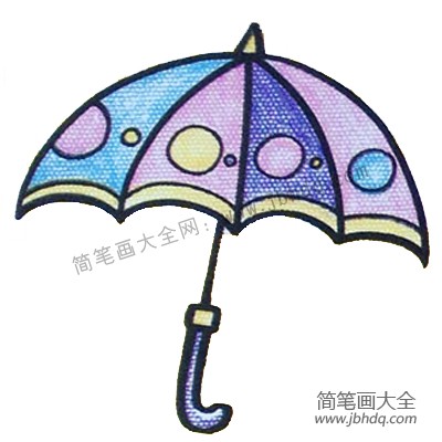 5.涂上颜色完成（伞的颜色可以大胆设计，尽量多用鲜艳的颜色涂。）