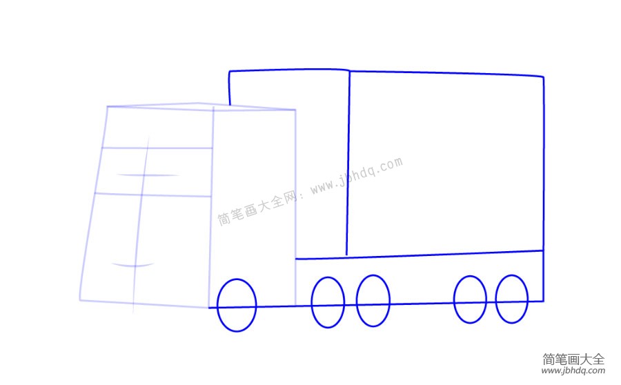 步骤二：勾画货车的车厢和车轮的轮廓