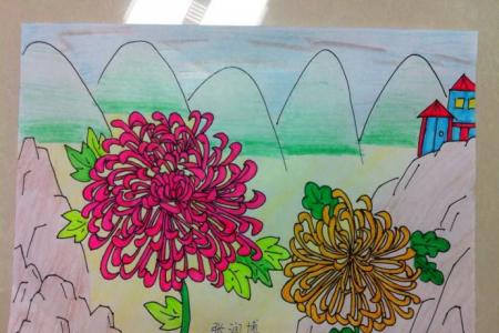 重阳节赏菊儿童画-绽放的菊花