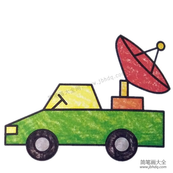 军事交通工具 雷达车简笔画2