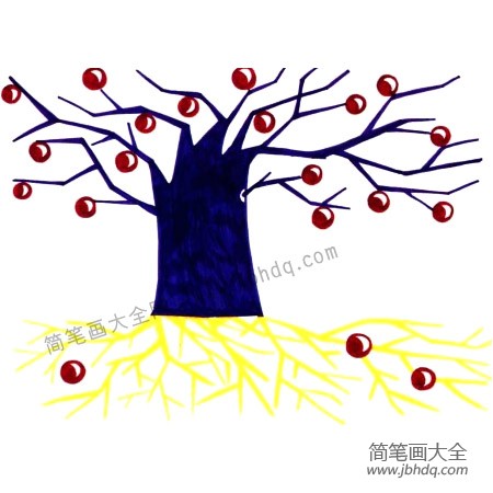 3.把大树的树根画出来，颜色可以夸张一些。