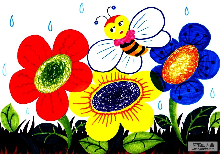 5.小蜜蜂的工作很忙，采花粉，酿花蜜。