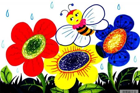 儿童水彩画教程 小蜜蜂采花蜜