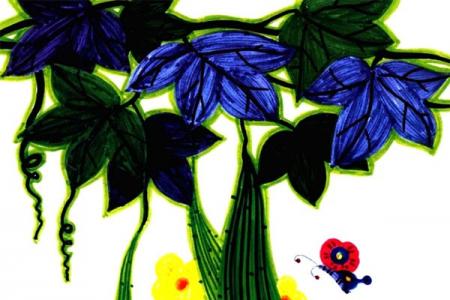 画植物儿童水彩画 黄瓜
