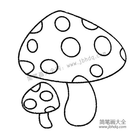 3.最后画蘑菇的斑点。
