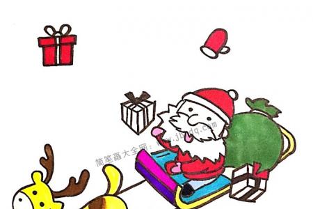 驾驶雪橇的圣诞老人简笔画图片