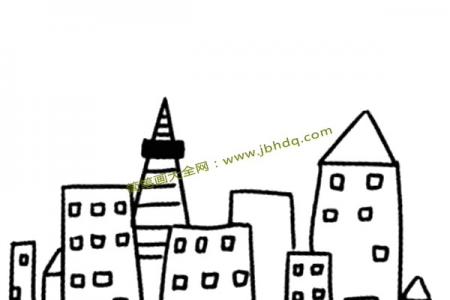 简单的城市高楼简笔画图片
