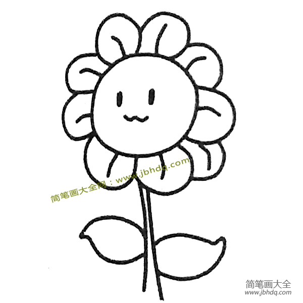 一组可爱的向日葵简笔画图片